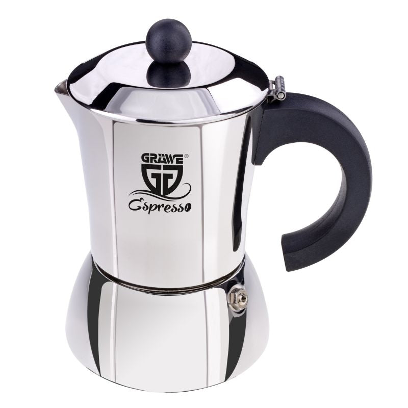 Gräwe Espressokocher 4 Tassen Edelstahl Espressobereiter