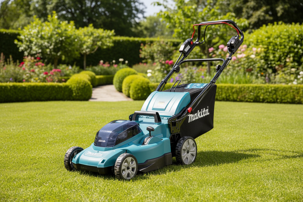 Makita DLM481Z auf der Wiese