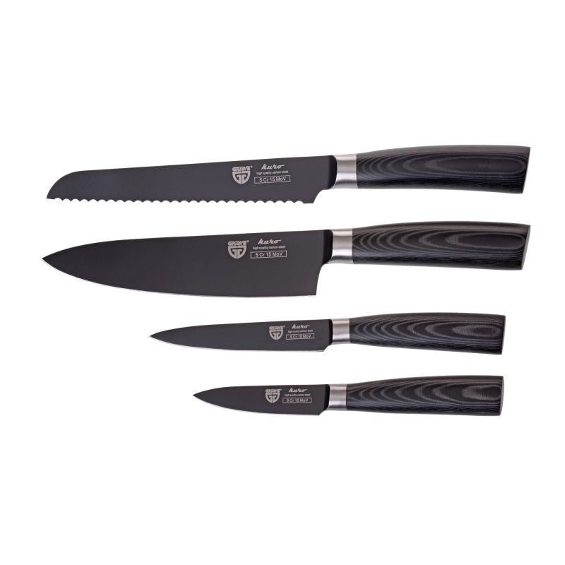 Gräwe Messer Set Kuro 4 teilig Kochmesser-Set Küchenmesser-Set