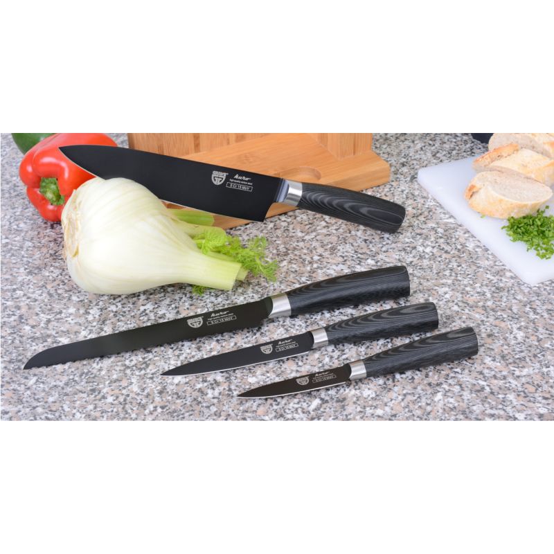Gräwe Messer Set Kuro 4 teilig Kochmesser-Set Küchenmesser-Set