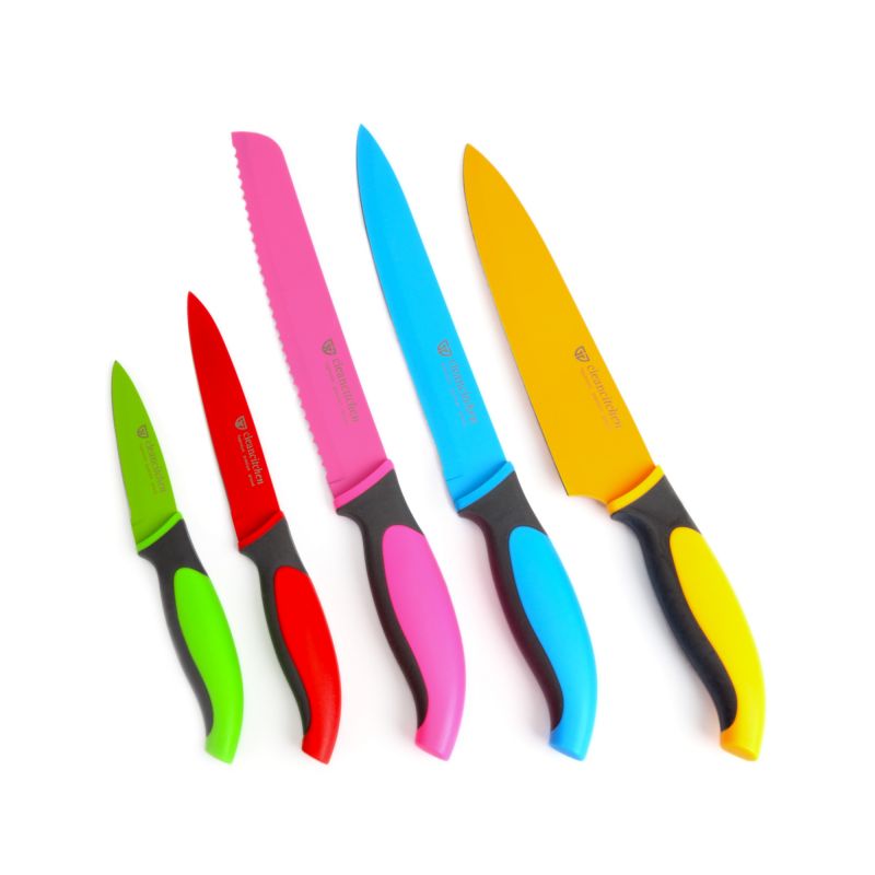 GRÄWE Messerset 6-teilig CLEANCITCHEN – 5 Messer + Acryl-Messerblock, bunt