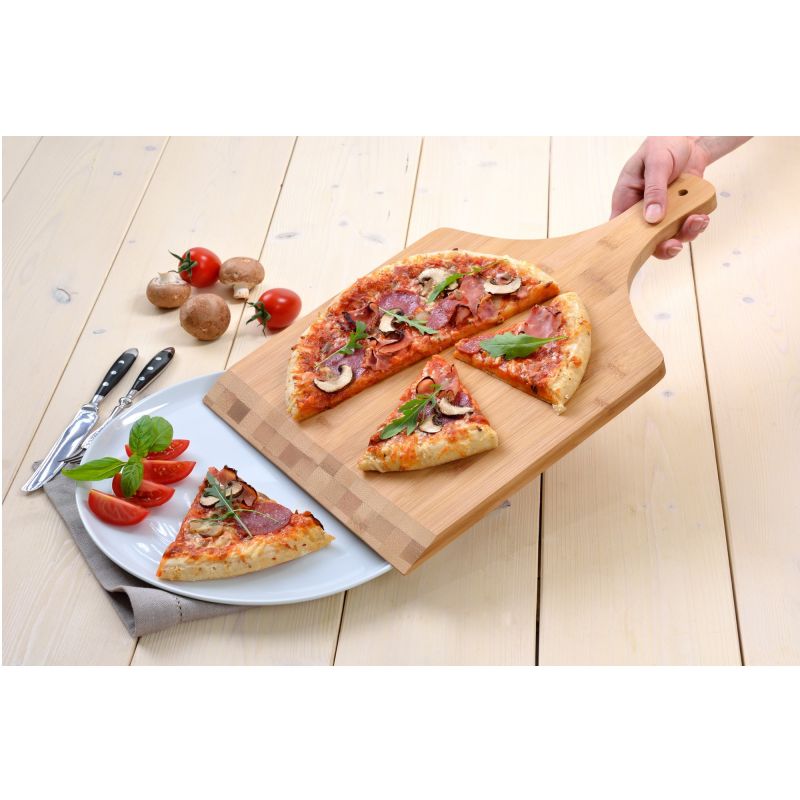 GRÄWE Pizzaheber & Schneidbrett aus Bambus – 45 cm