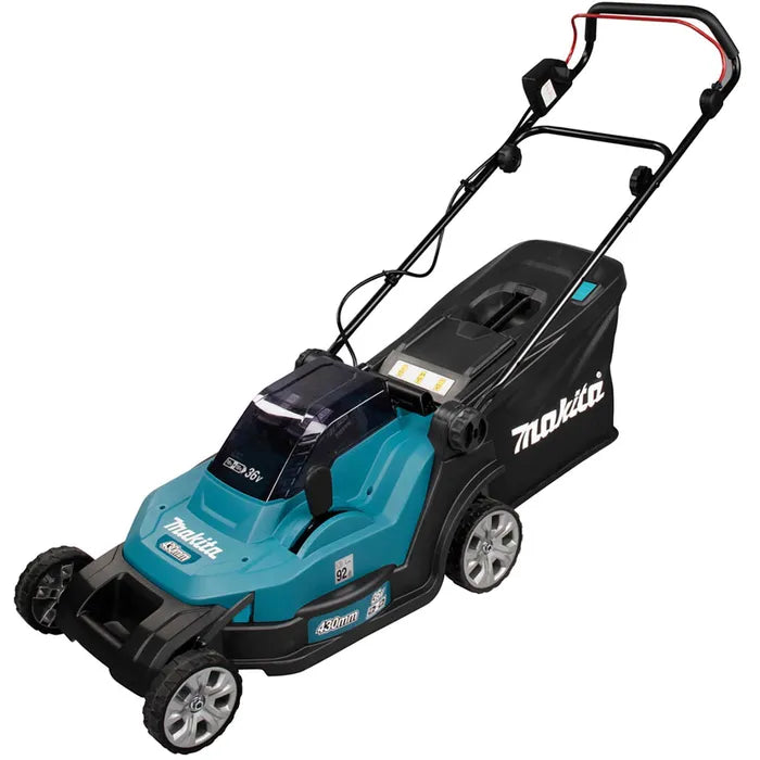 Makita Rasenmäher DLM432Z, Akku, 2x18V, Schnittbreite 43cm, Fangkorb 40 Liter ohne Akku und ohne Ladegerät