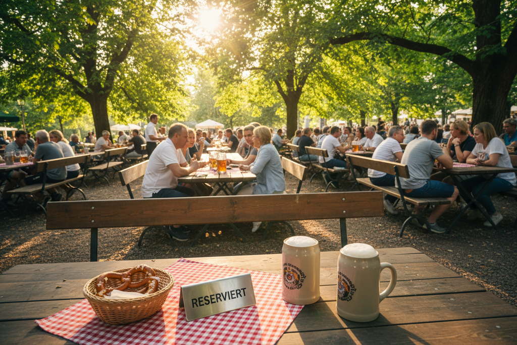 RESERVIERT-Schild Biergarten