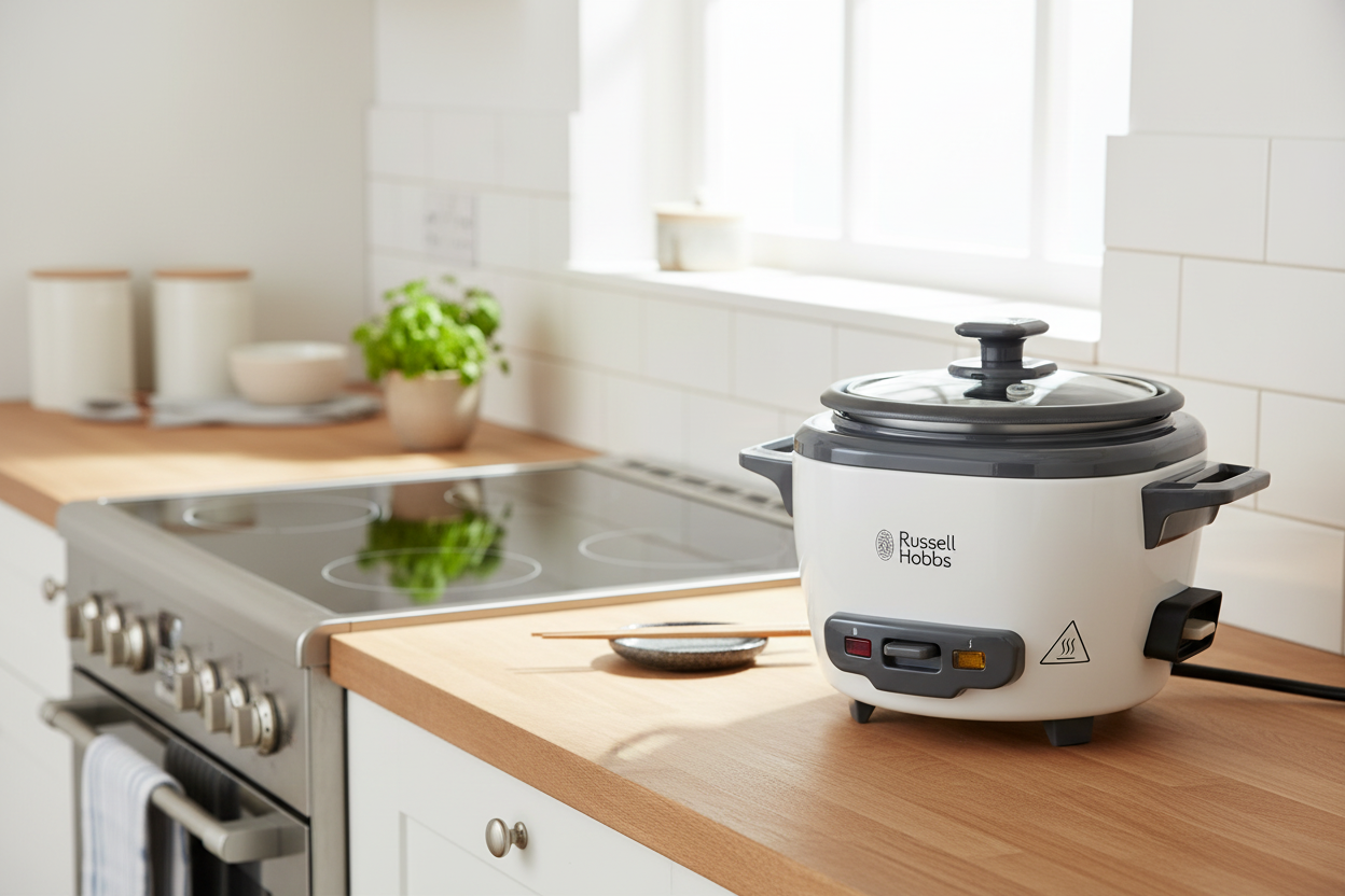 Russell Hobbs Reiskocher neben Kochherd