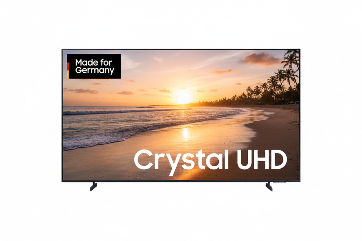 Samsung TV mit Strandfoto Sonnenuntergang
