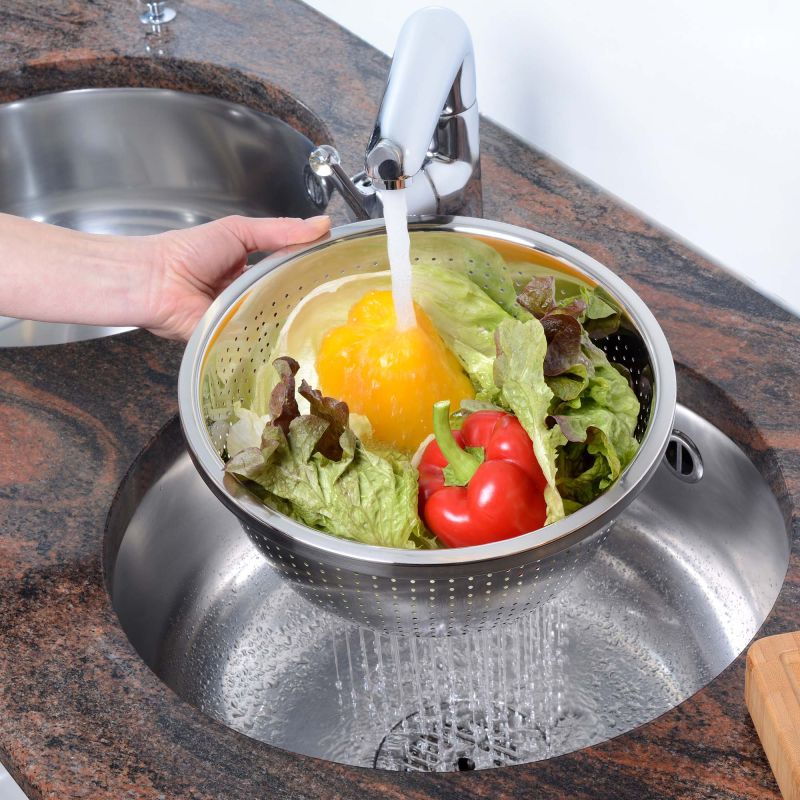 Gräwe Seiher und Schüsselset 2 teilig 28cm Edelstahl Schüssel mit Sieb