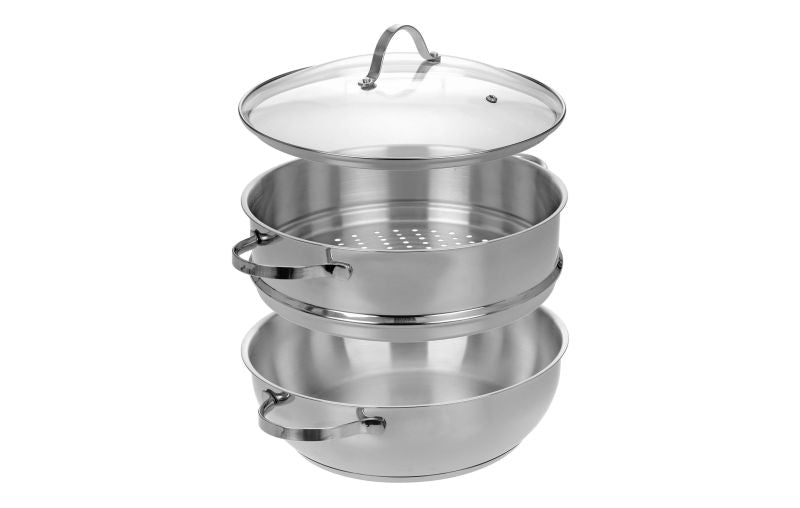 GRÄWE Dampfgarer Servierpfanne 28 cm mit Dampfeinsatz Serie Pro-Line
