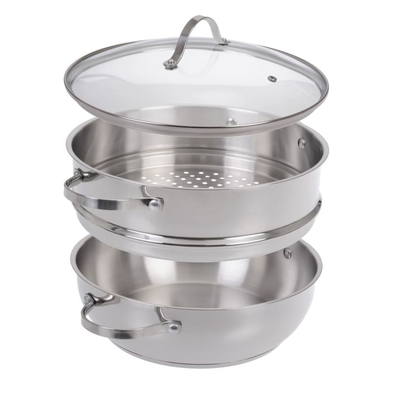 GRÄWE Dampfgarer Servierpfanne 28 cm mit Dampfeinsatz Serie Pro-Line