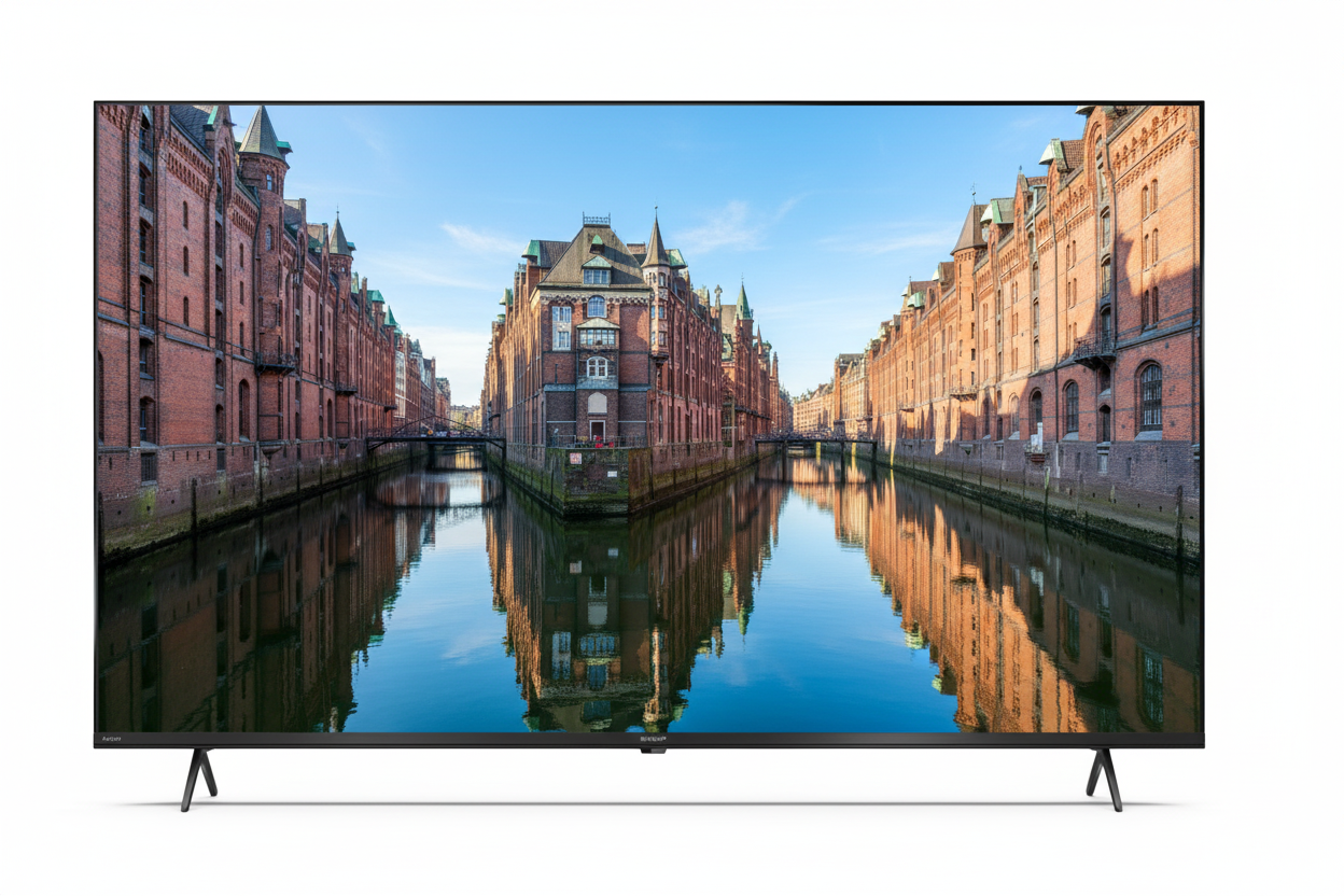 Sharp TV mit Hamburg Speicherstadt