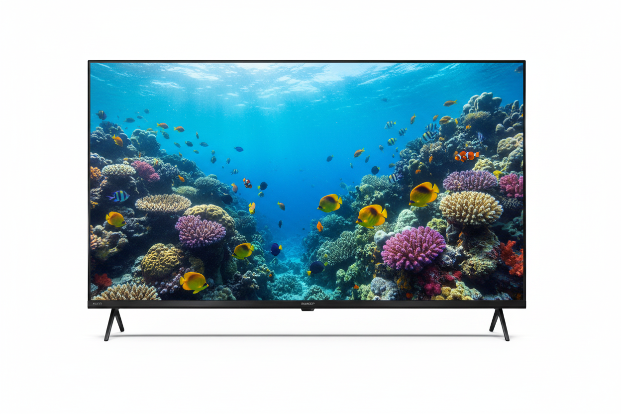 Sharp TV mit Korallenriff