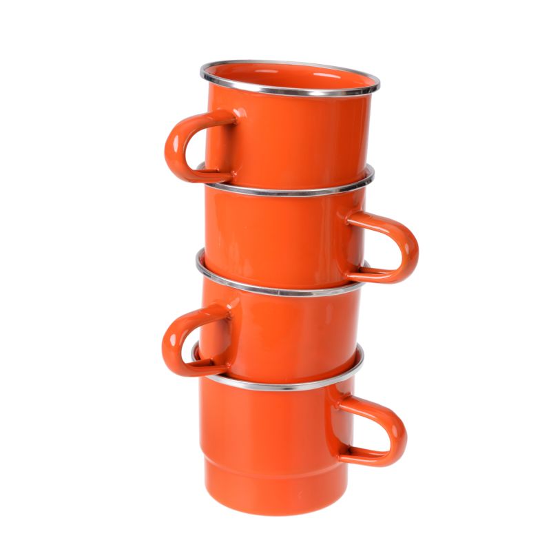 GRÄWE Emaille-Stapelbecher 8 cm – rot-orange, 300 ml, Camping & Outdoor