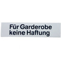 GRÄWE Hinweisschild „Für Garderobe keine Haftung“ – Selbstklebend